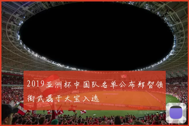 2019亚洲杯中国队名单公布郑智领衔武磊于大宝入选